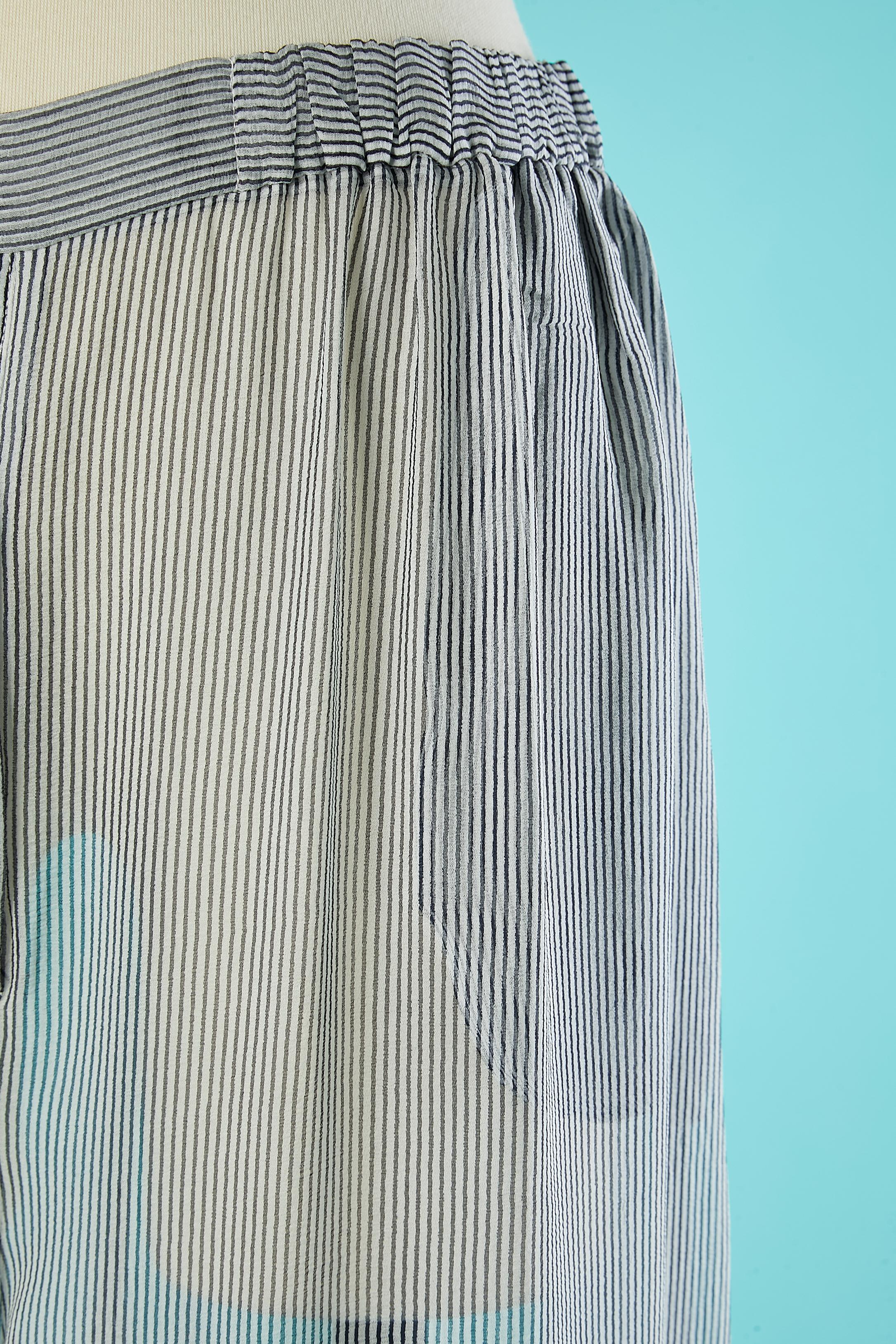 Blue See-through striped trouser in silk chiffon Chanel 