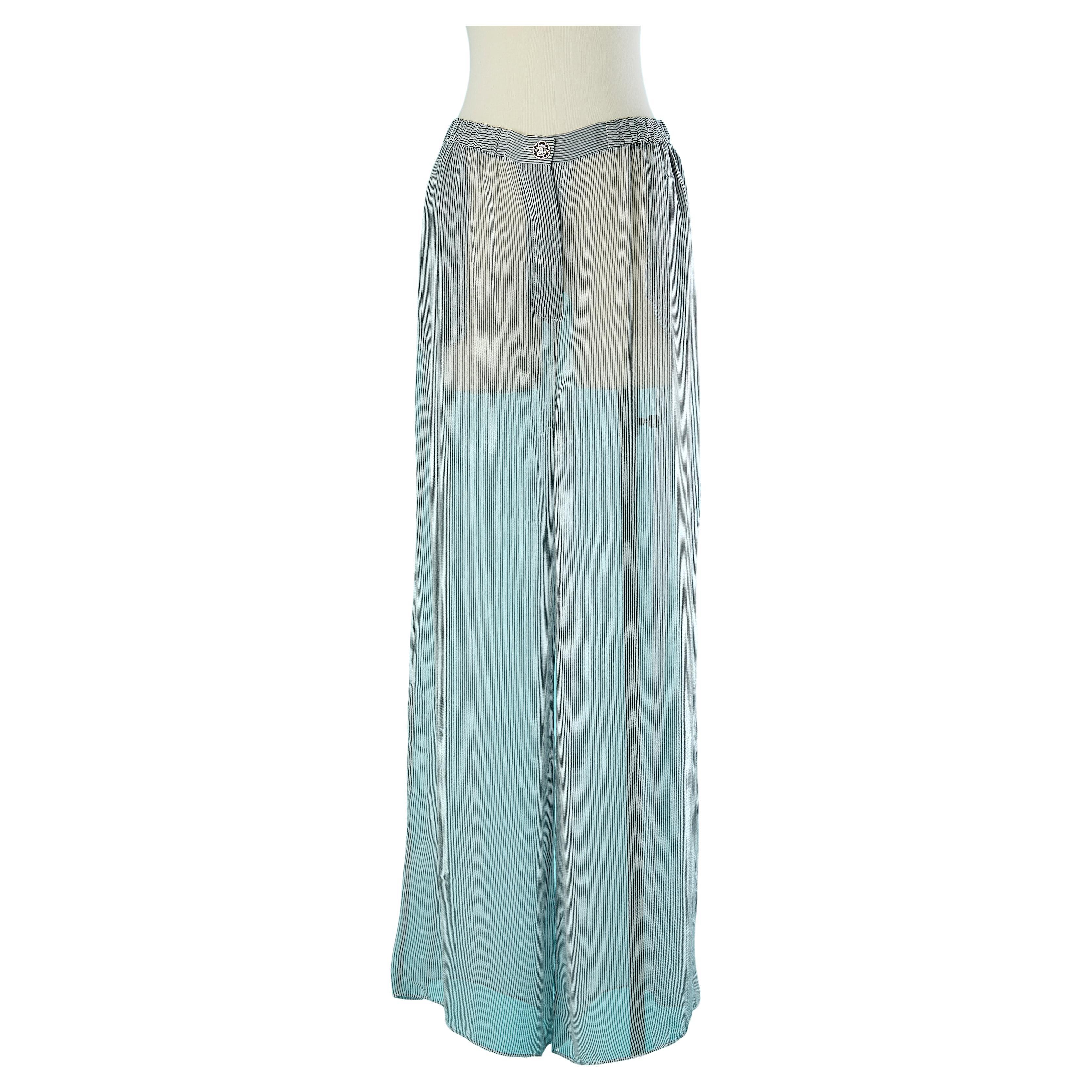 See-through striped trouser in silk chiffon Chanel  For Sale