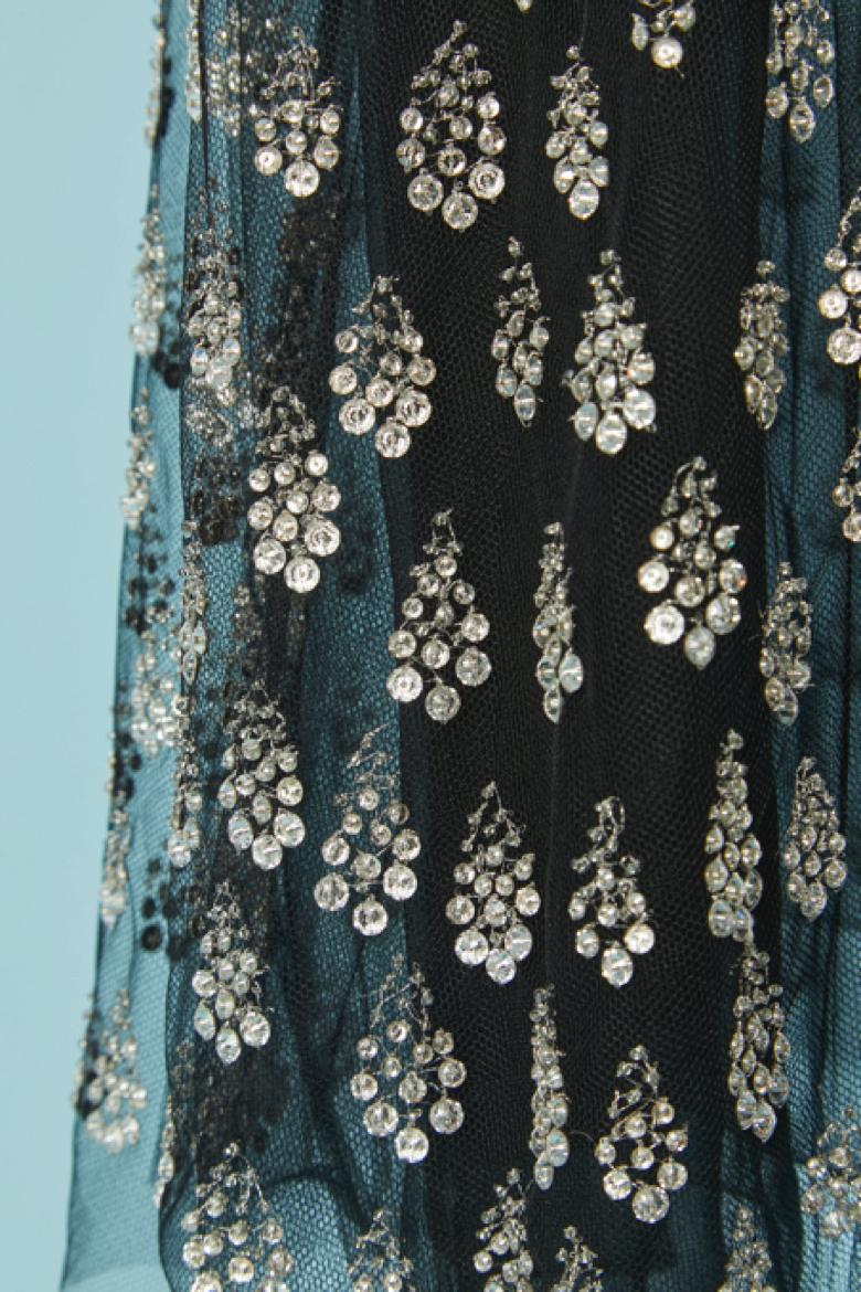 Falda transparente de tul y gasa de seda con lentejuelas plateadas CHRISTIAN DIOR en Nuevo estado para la venta en Saint-Ouen-Sur-Seine, FR