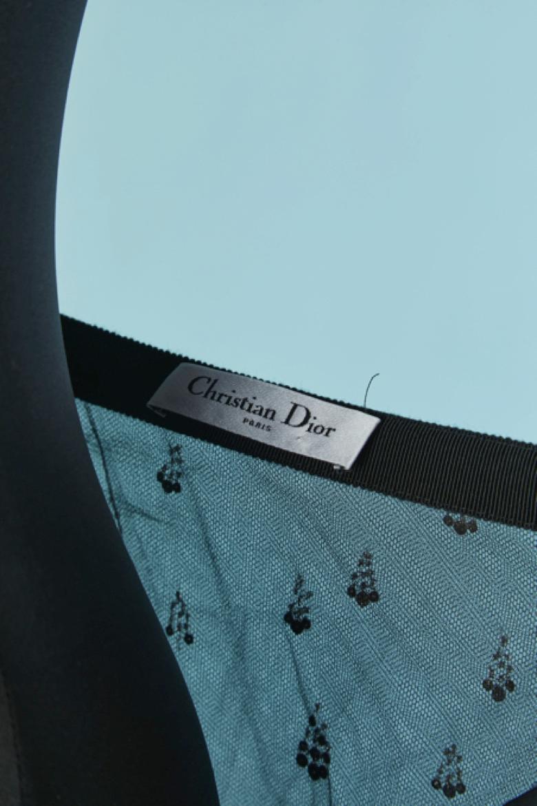 Falda transparente de tul y gasa de seda con lentejuelas plateadas CHRISTIAN DIOR en venta 2