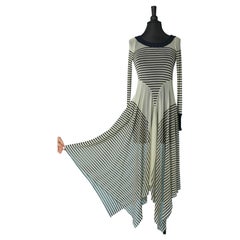 See-through tulle dress with striped and rib edge Jean-Paul Gaultier Maille