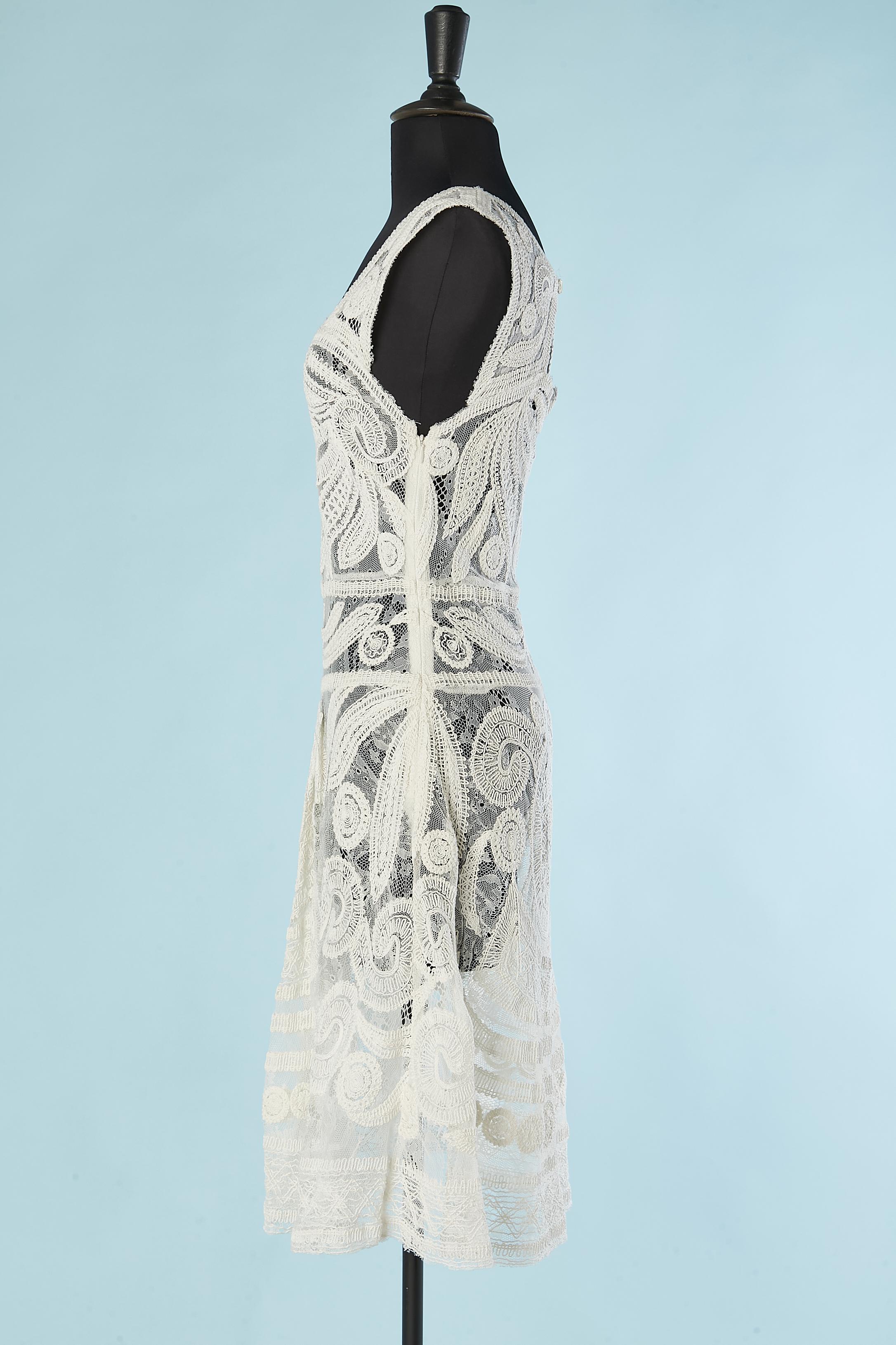 Women's See-through white lace cocktail dress on a tulle base Cavalli Class  For Sale