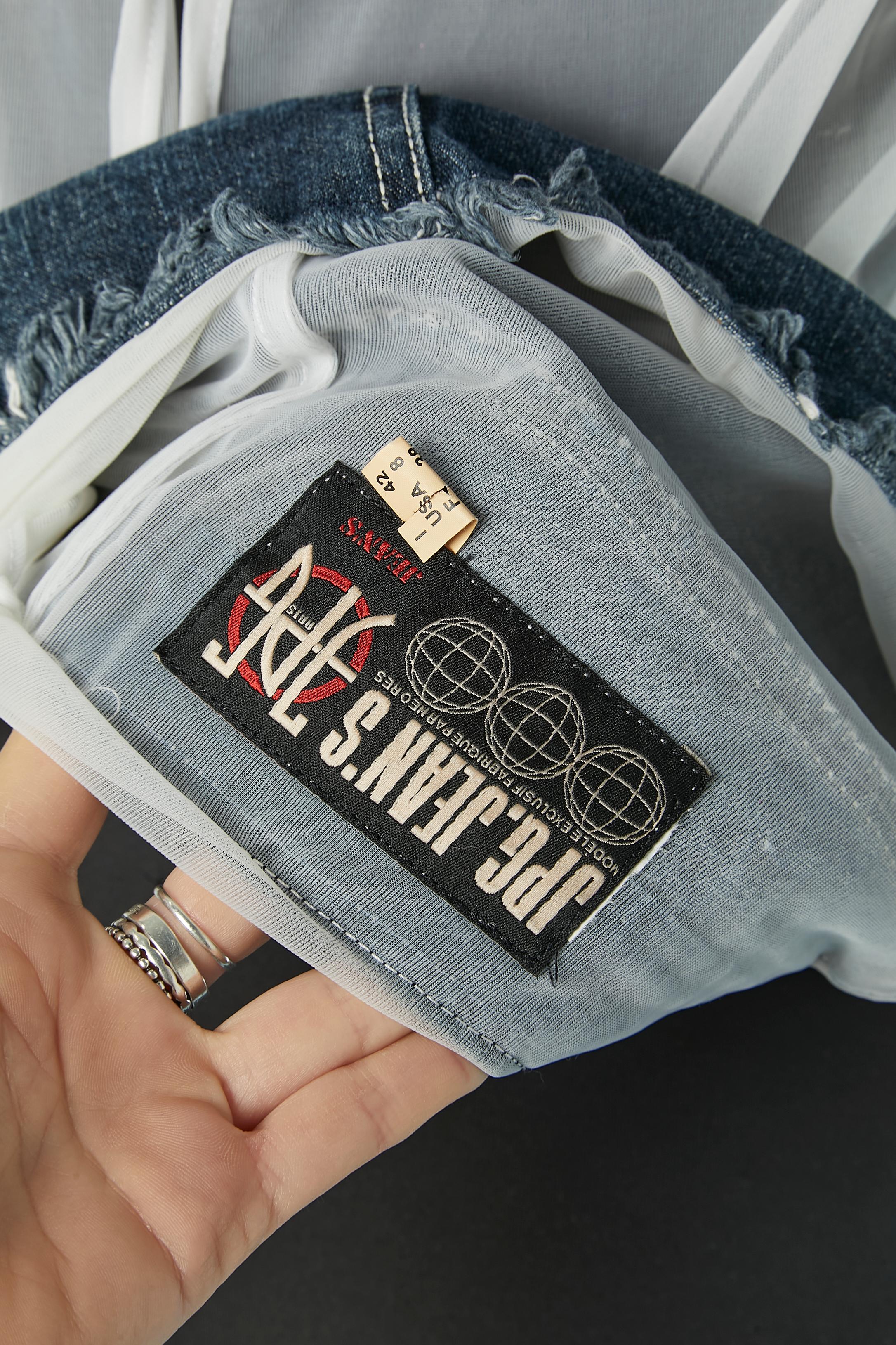See-through wite tulle and denim sleeveless dress JEAN-PAUL GAULTIER JEAN'S For Sale 2
