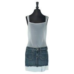 Robe sans manches en tulle blanc et denim See One JEAN-PAUL GAULTIER JEAN'S