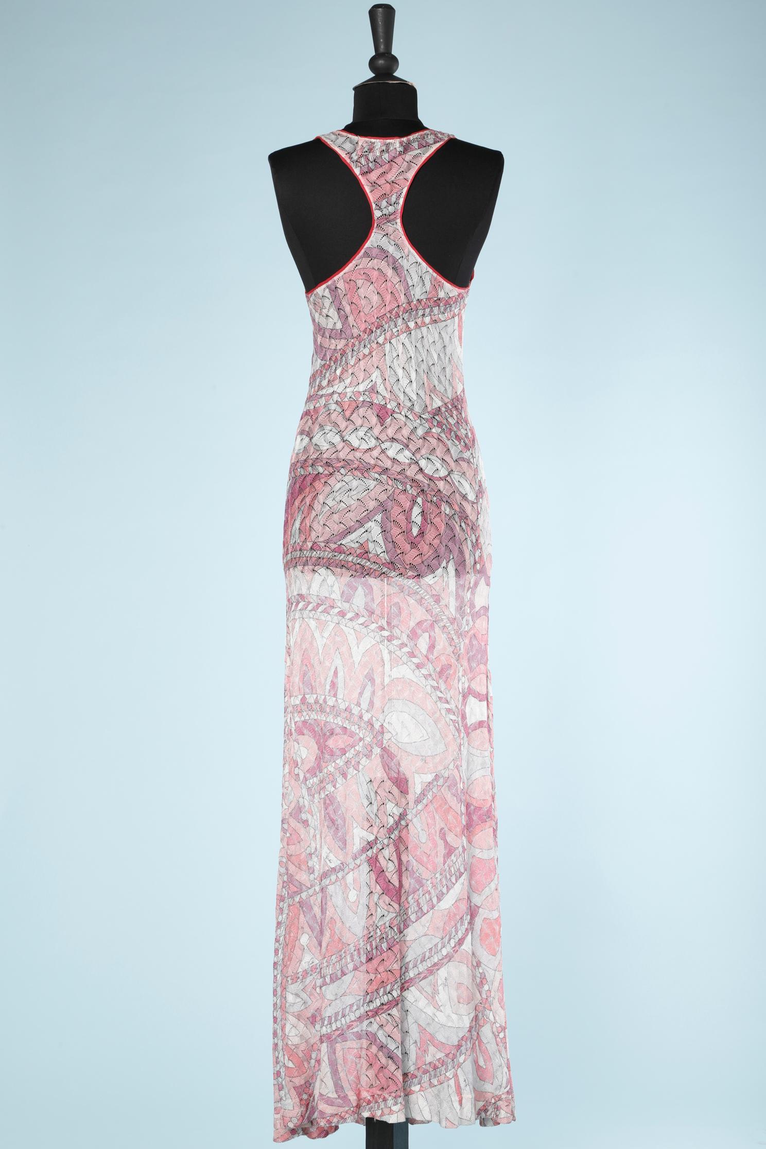 See-trough printed long knit dress Emilio Pucci  In Excellent Condition For Sale In Saint-Ouen-Sur-Seine, FR