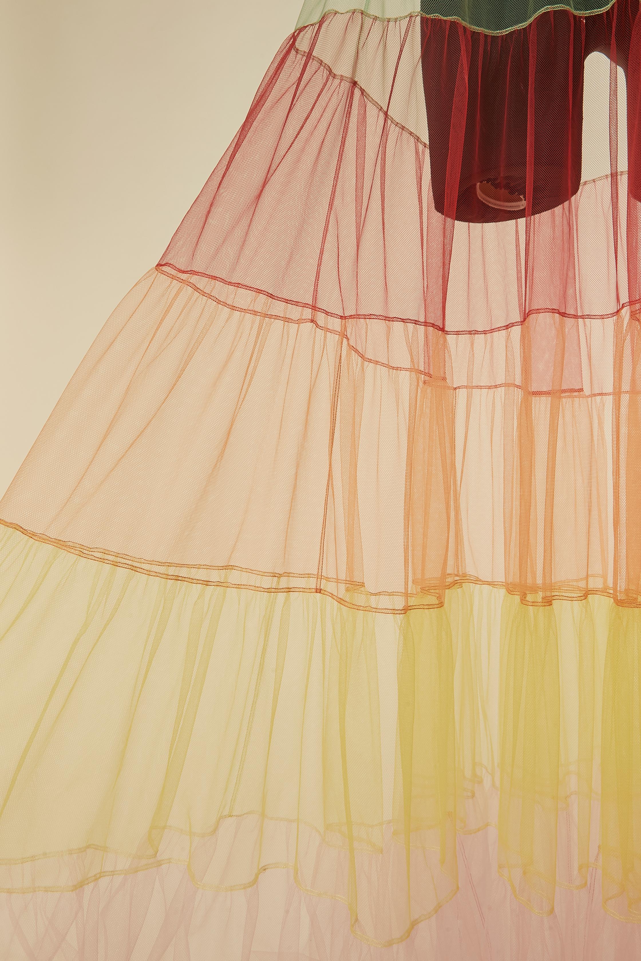 See-trough rainbow tulle long dress CHRISTIAN DIOR In New Condition For Sale In Saint-Ouen-Sur-Seine, FR