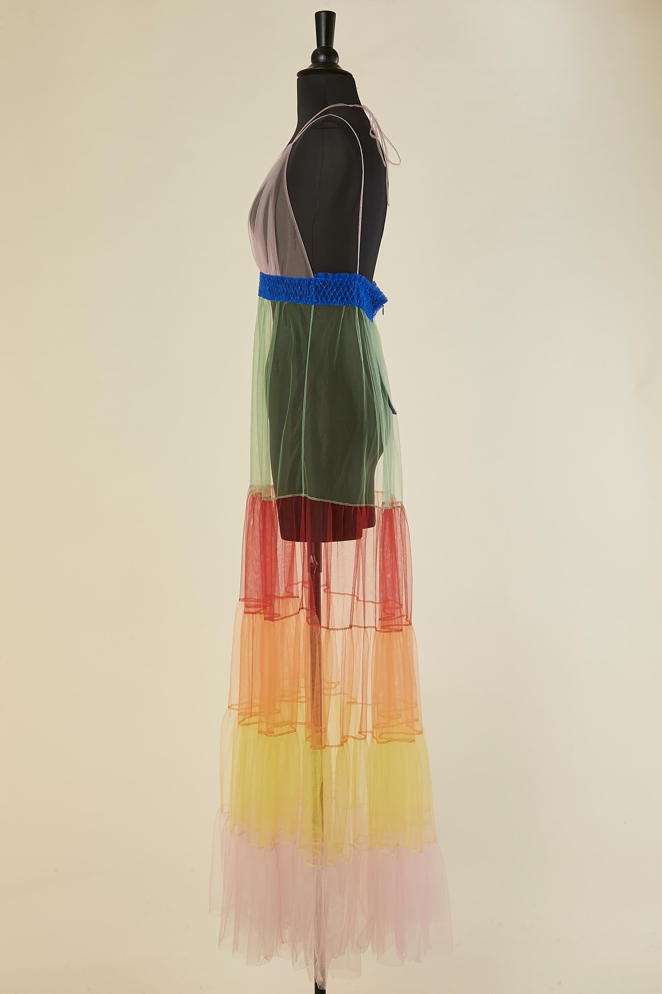 Women's See-trough rainbow tulle long dress CHRISTIAN DIOR For Sale