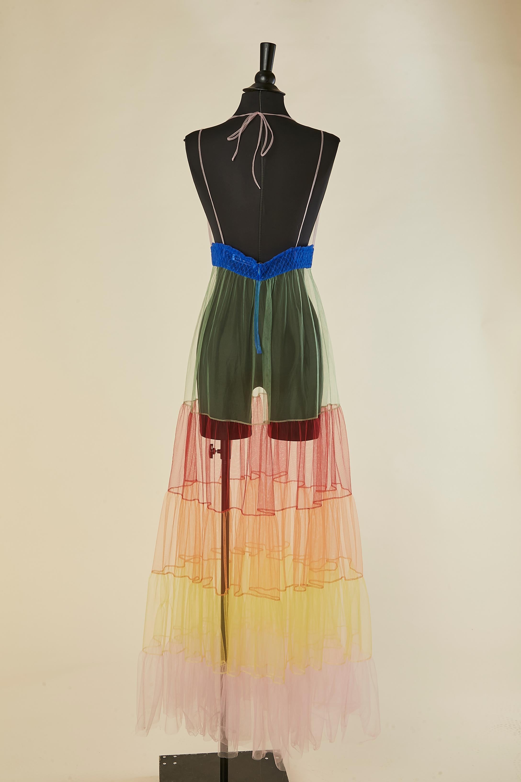 See-trough rainbow tulle long dress CHRISTIAN DIOR For Sale 1