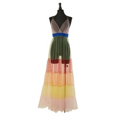 See-trough rainbow tulle long dress CHRISTIAN DIOR
