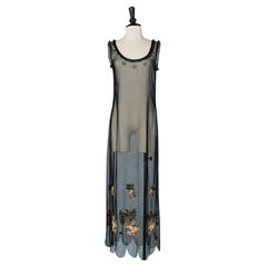 See-trough tulle evening dress with flowers embroidered Moschino Cheap&Chic