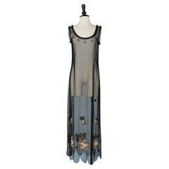 See-trough tulle evening dress with flowers embroidered Moschino Cheap&Chic 