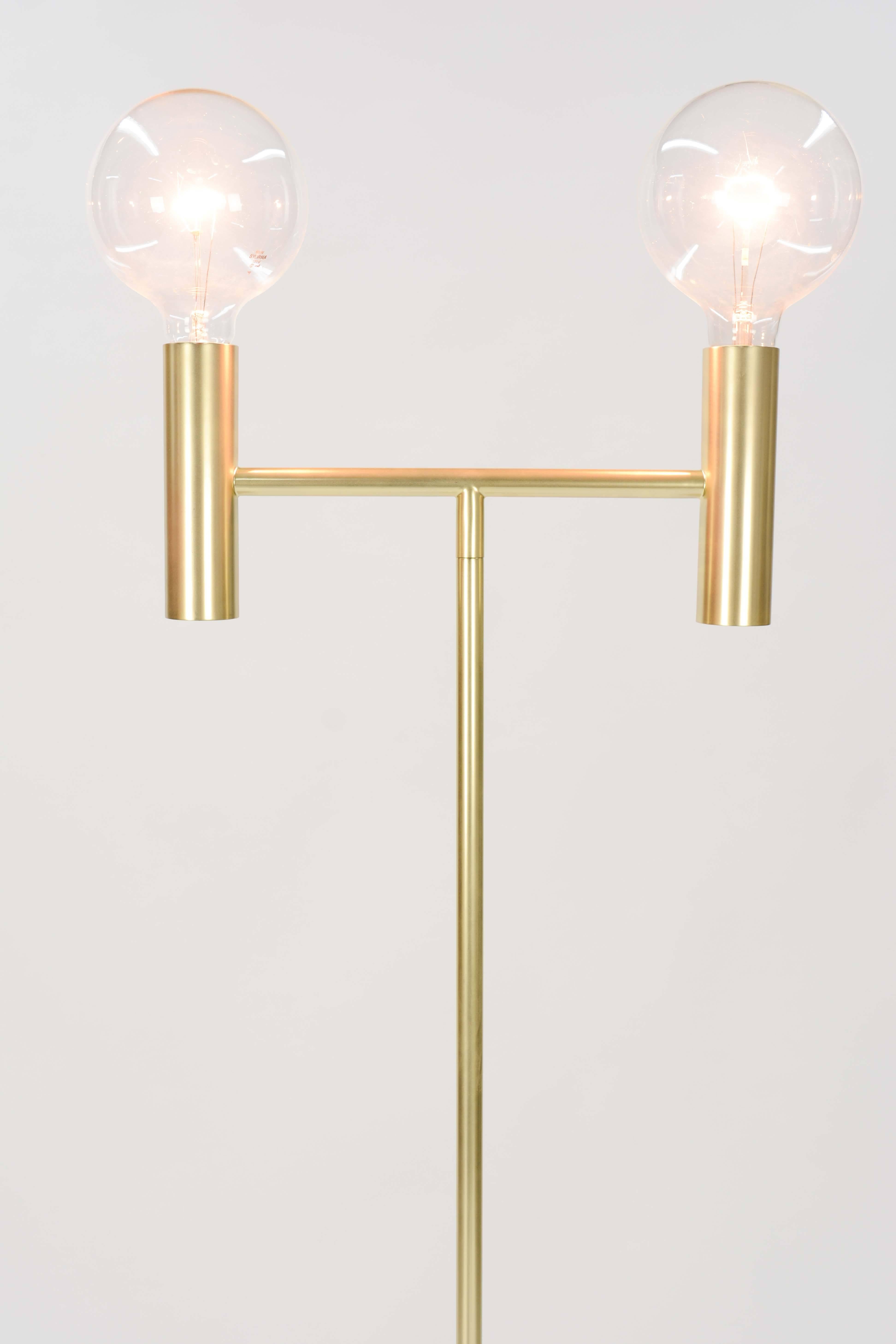 Danish Seed Design of Denmark Brass Double Head Floor Lamp For Sale