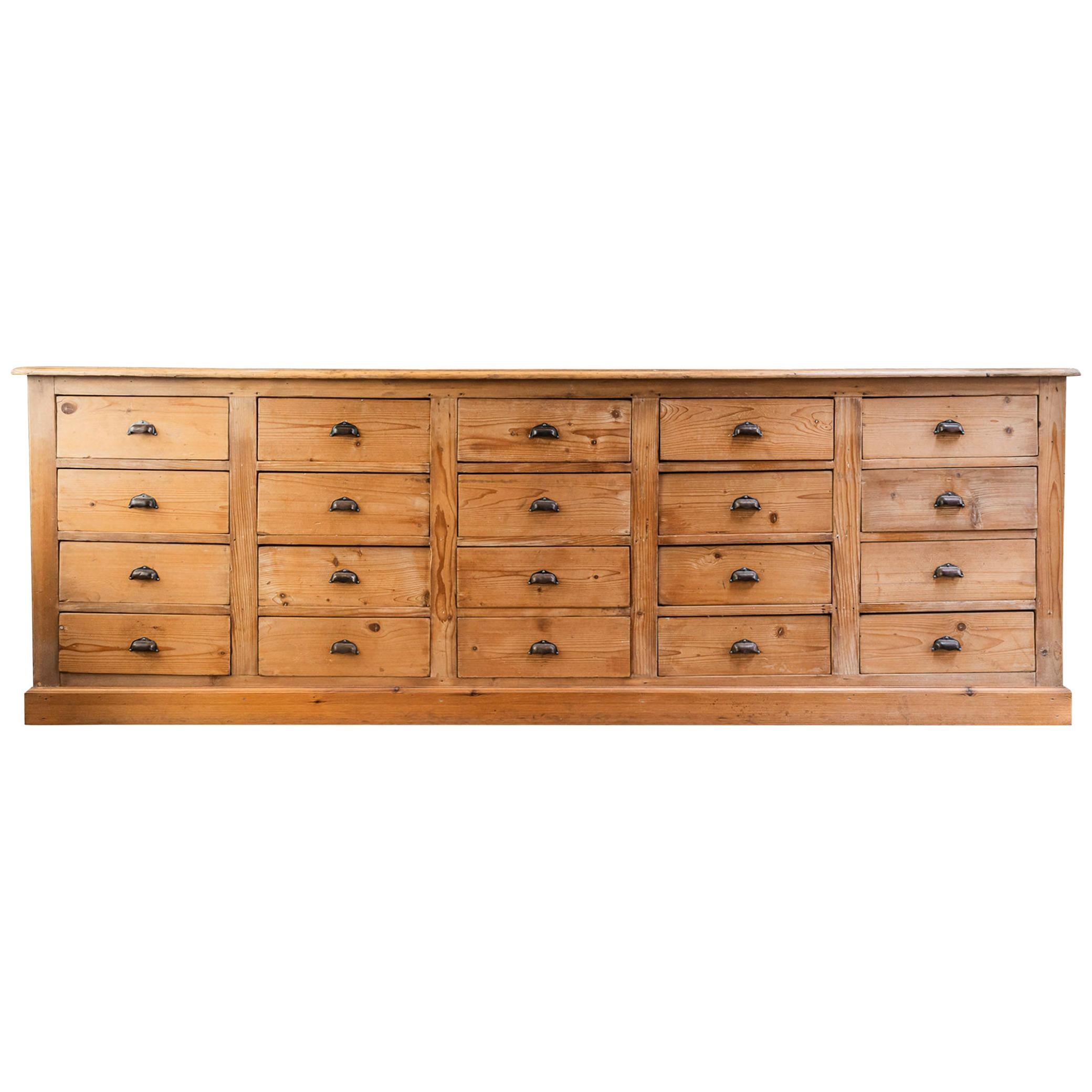 Seed Merchant Furniture with 20 Drawers, Wood, circa 1900, France