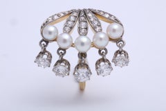 Seed Pearl and Diamond Dangle Ring