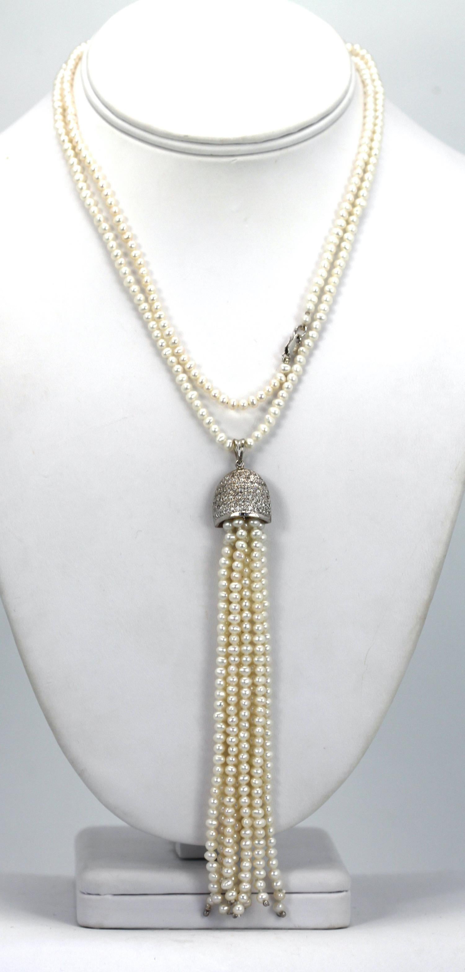 Art Nouveau Seed Pearl Necklace with 4 1/2