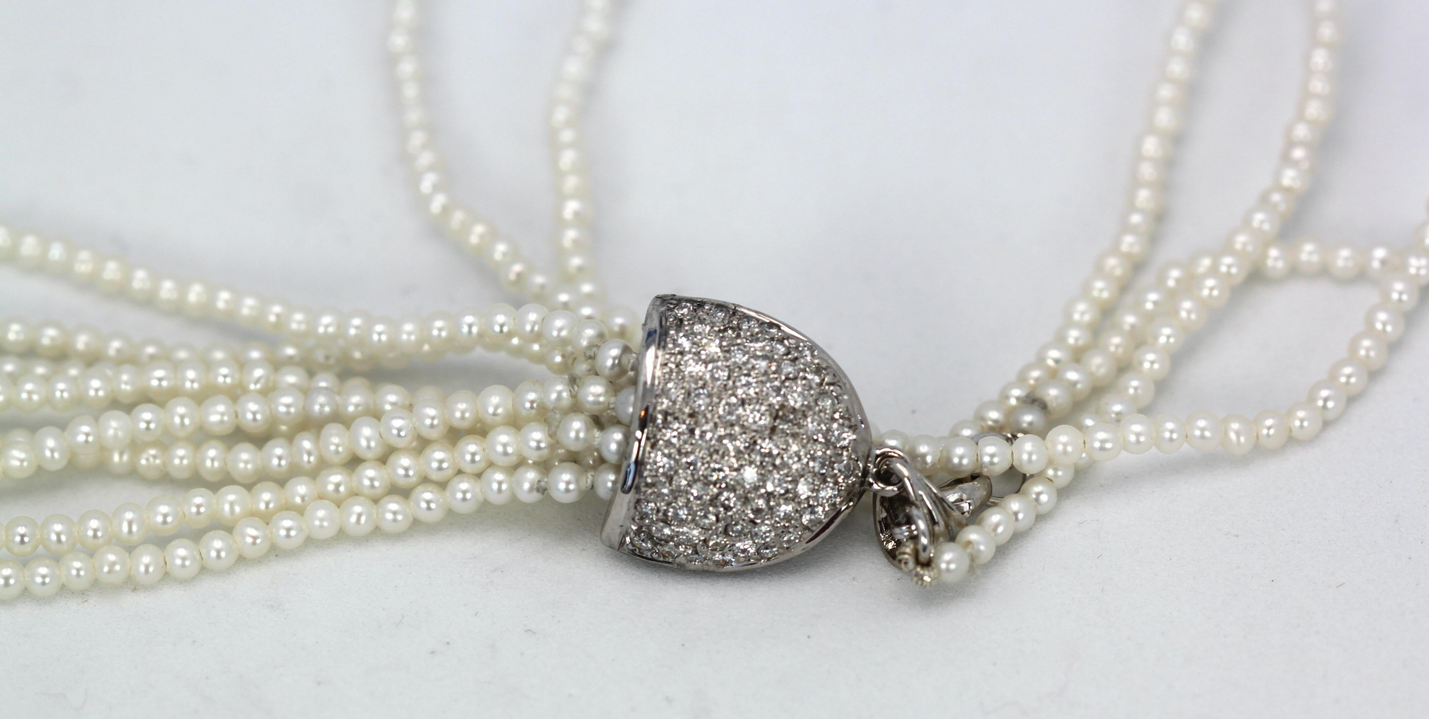 Round Cut Seed Pearl Necklace with 4 1/2