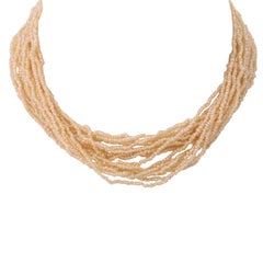Perlenkette mit kleinen Diamanten und Saatperlen