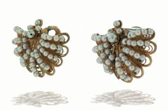 Seed Pearl Tellow Gold Earrings
