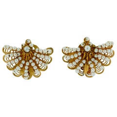 Vintage Seed Pearl Tellow Gold Earrings