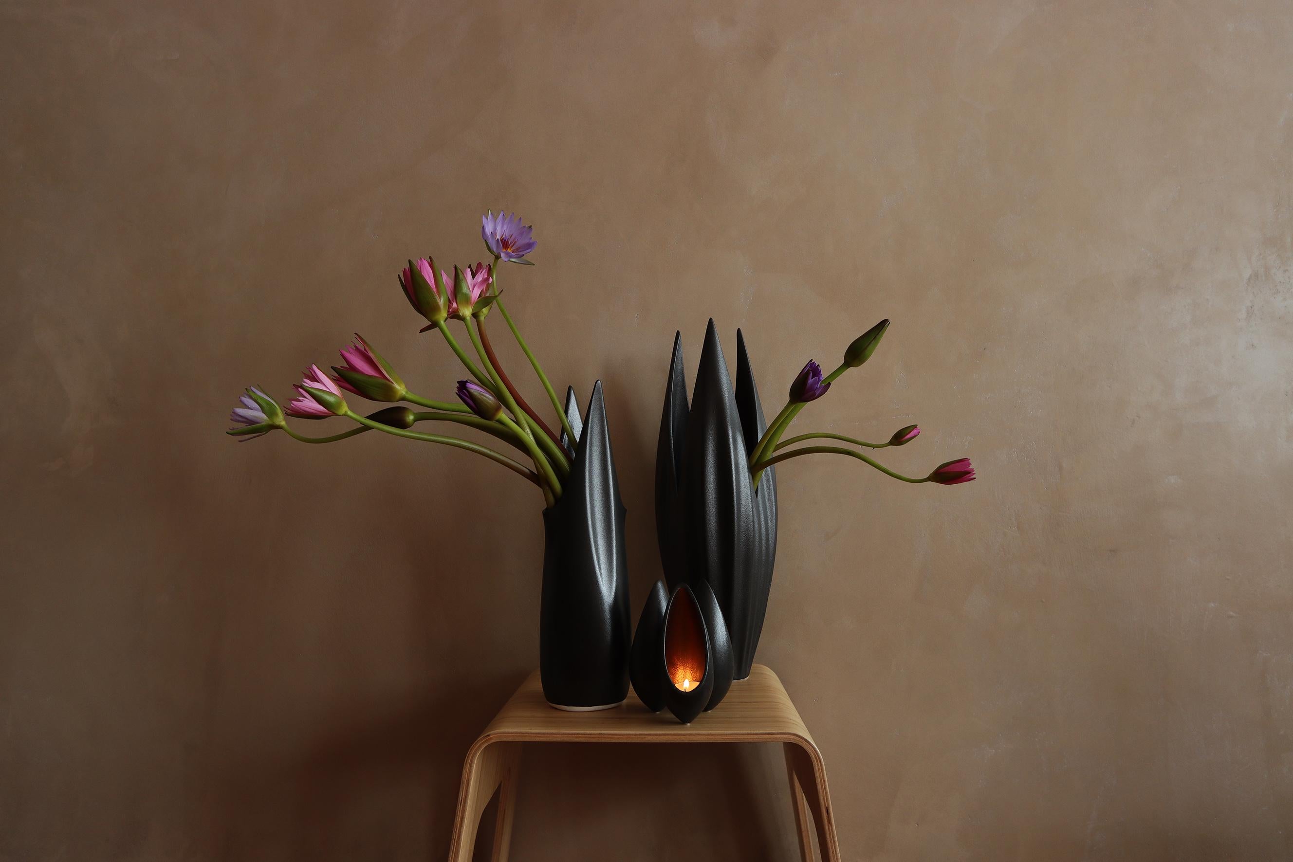Contemporary Seed Pod Tealight Holder - Matte Black For Sale