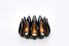 Seed Pod Tealight Wreath, Matte Black and Copper Lustre