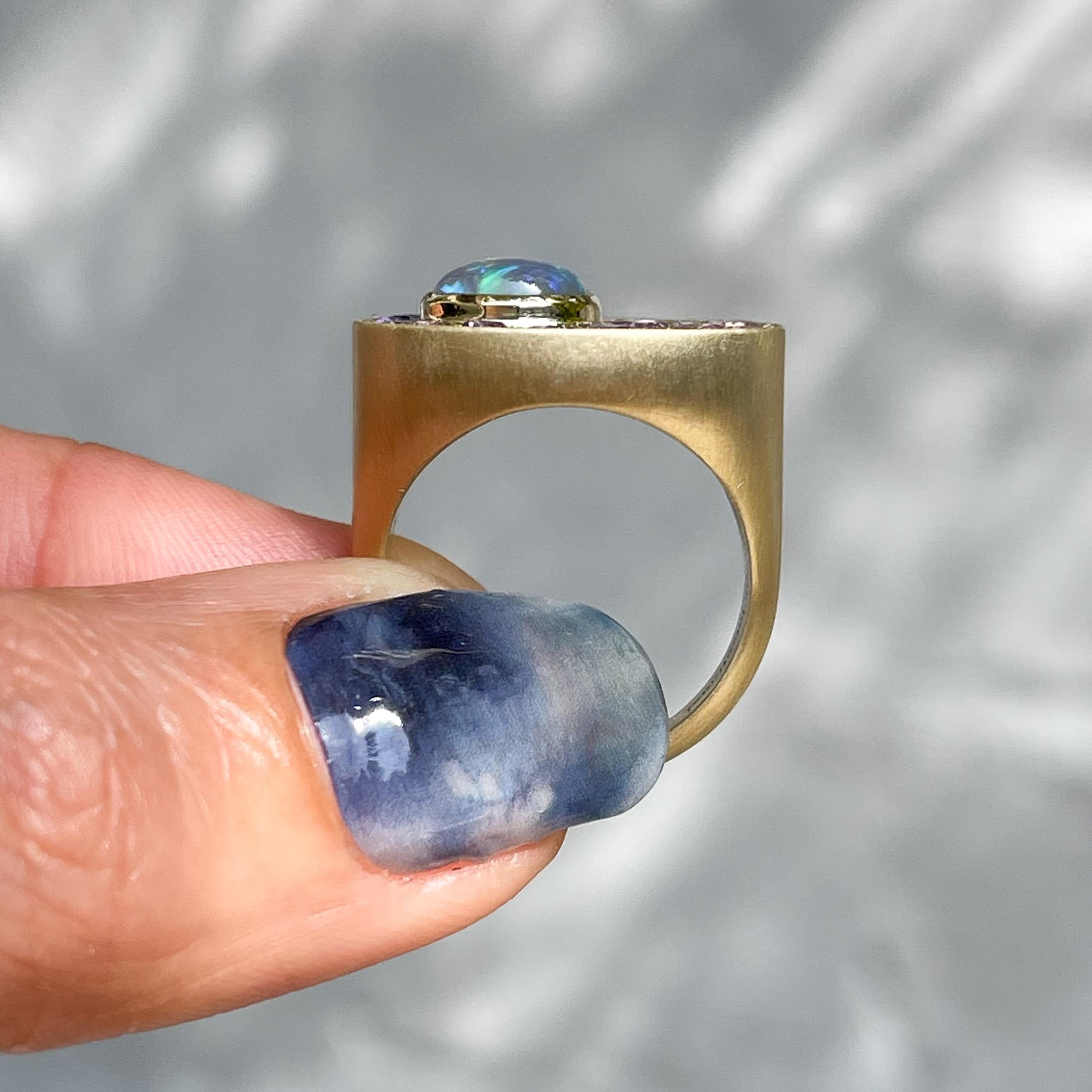 Seeds of Tomorrow Australian Opal Ring with Sapphires in Gold by NIXIN Jewelry For Sale 5