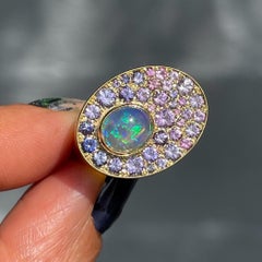 Seeds of Tomorrow Australian Opal Ring with Sapphires in Gold by NIXIN Jewelry