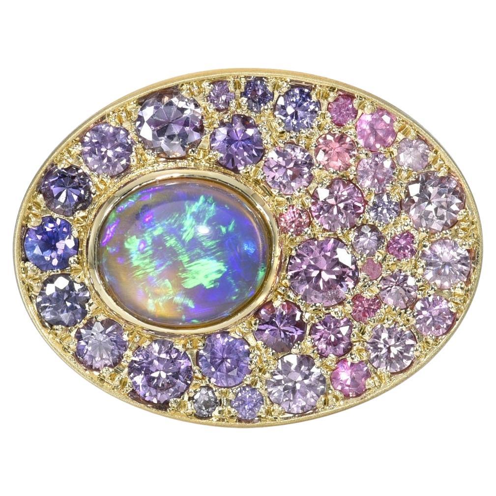 Seeds of Tomorrow Australian Opal Ring with Sapphires in Gold by NIXIN Jewelry For Sale