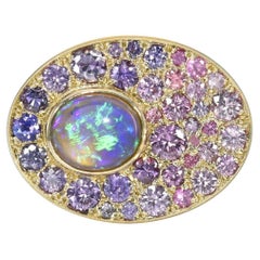 Seeds of Tomorrow Australian Opal Ring with Sapphires in Gold by NIXIN Jewelry