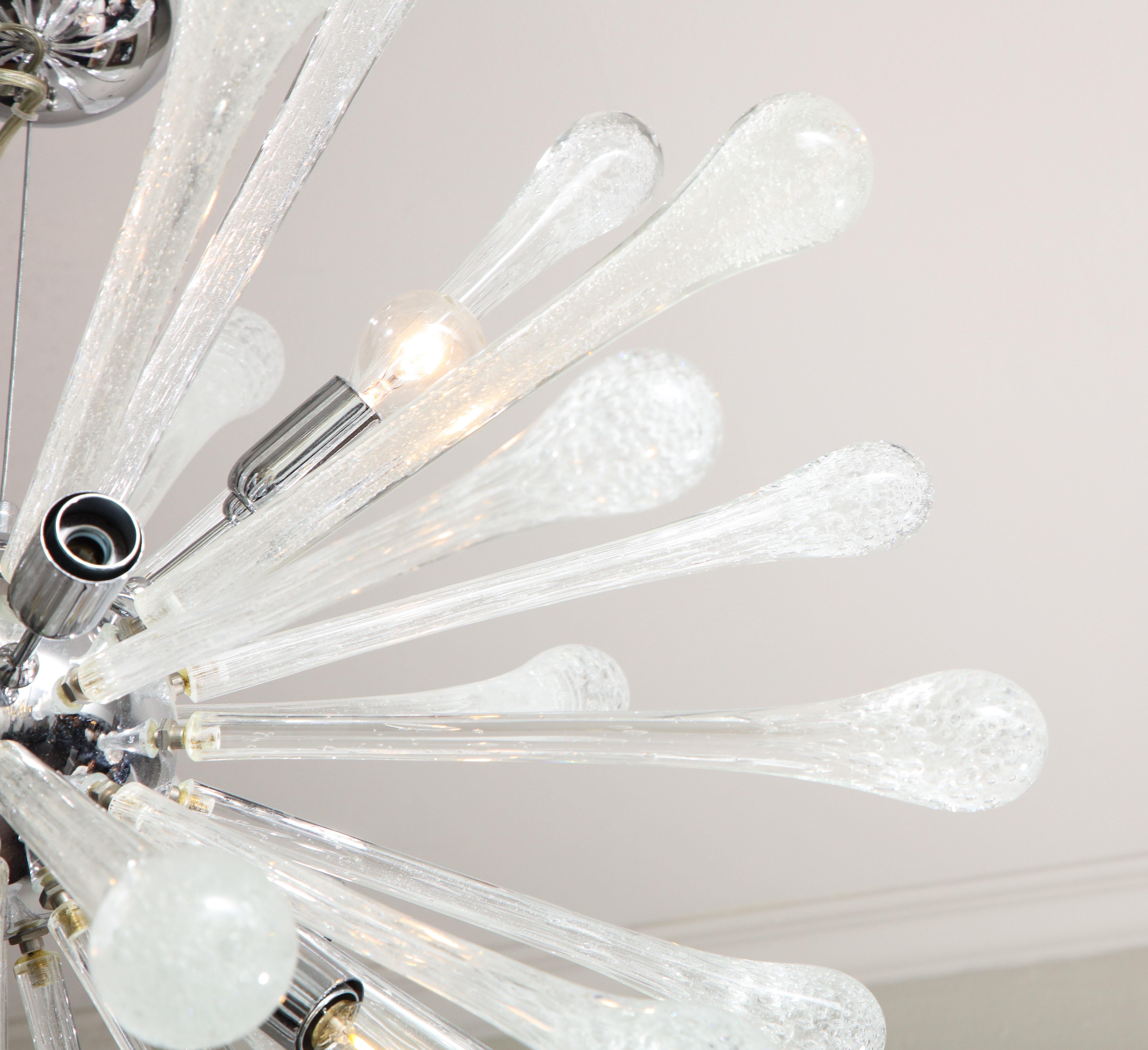 Seedy Clear Bubble Teardrop Murano Glass Sputnik Chandelier For Sale 1