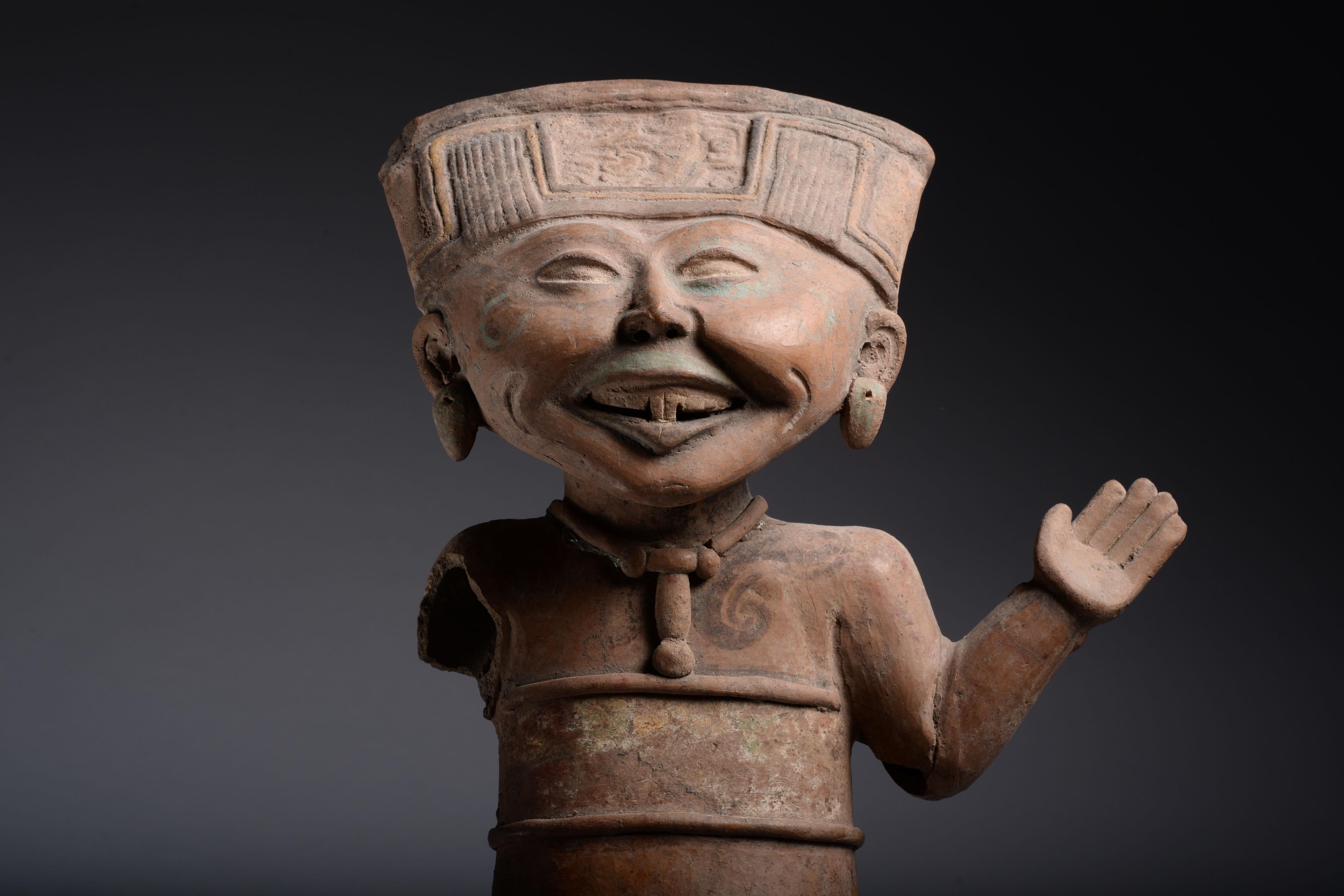 Seeger Collection Ancient Pre-Columbian Pottery Laughing Veracruz Figure, 550 AD 1