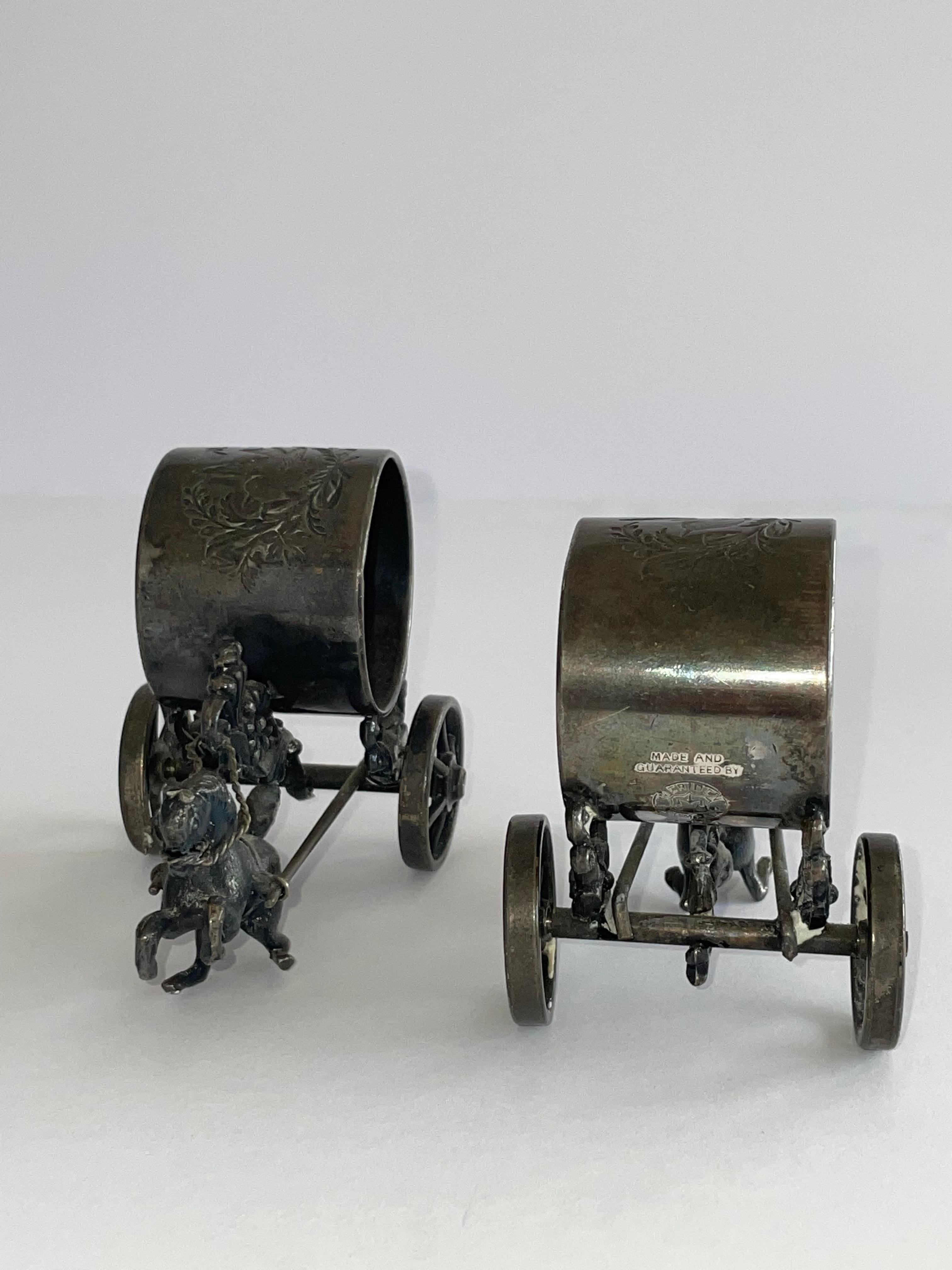 Early Victorian Seeing Double! Rare Meriden Carriage Napkin Holder Set For Sale