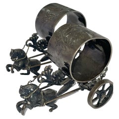 Seeing Double! Rare Meriden Carriage Napkin Holder Set