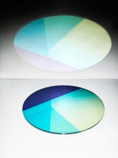 Contemporary Blue Round Mirror 100 cm, Seeing Glass Series by Sabine Marcelis