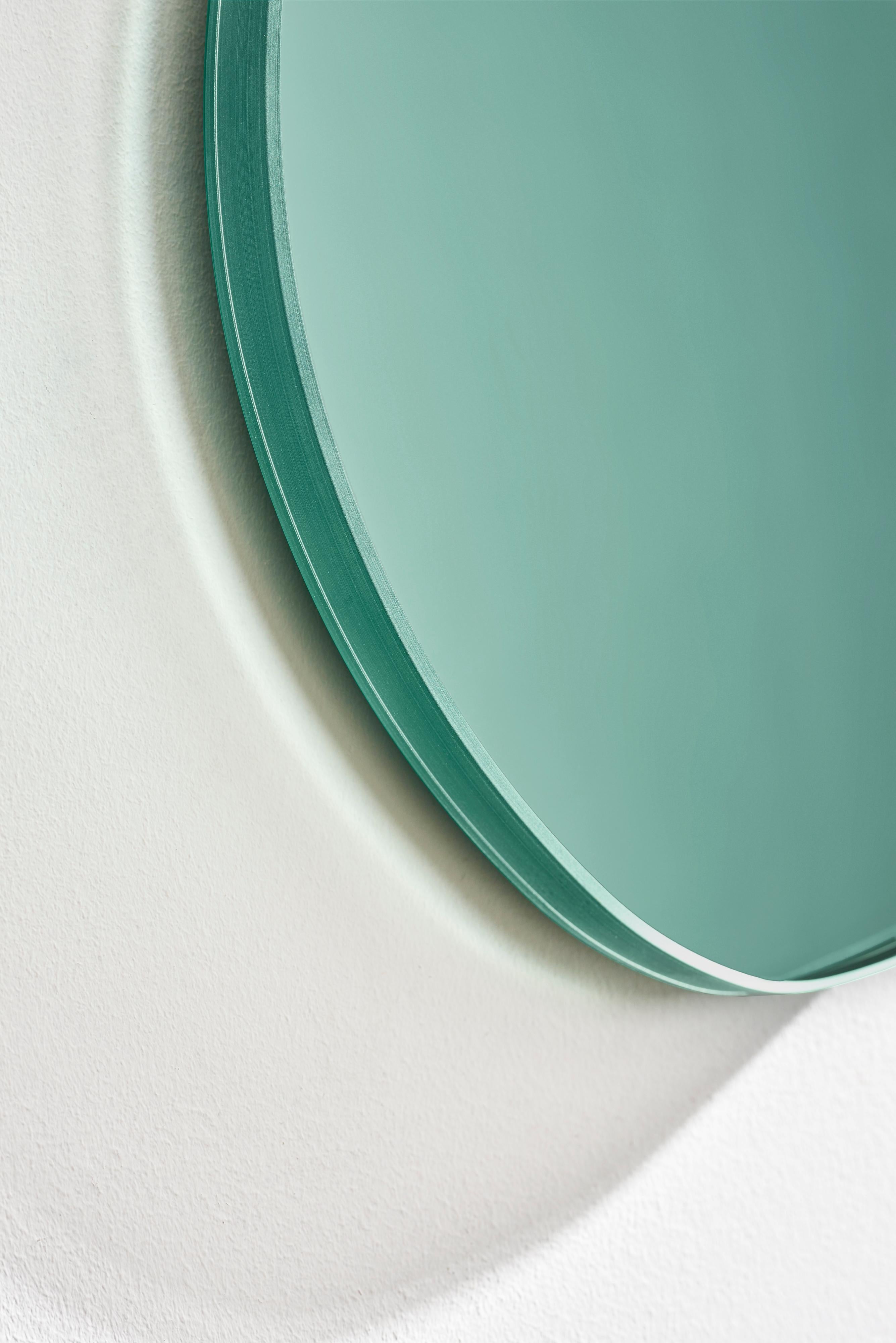 Dutch Contemporary Seeing Glass Off Round Wall Mirror 550, Green, by Sabine Marcelis For Sale