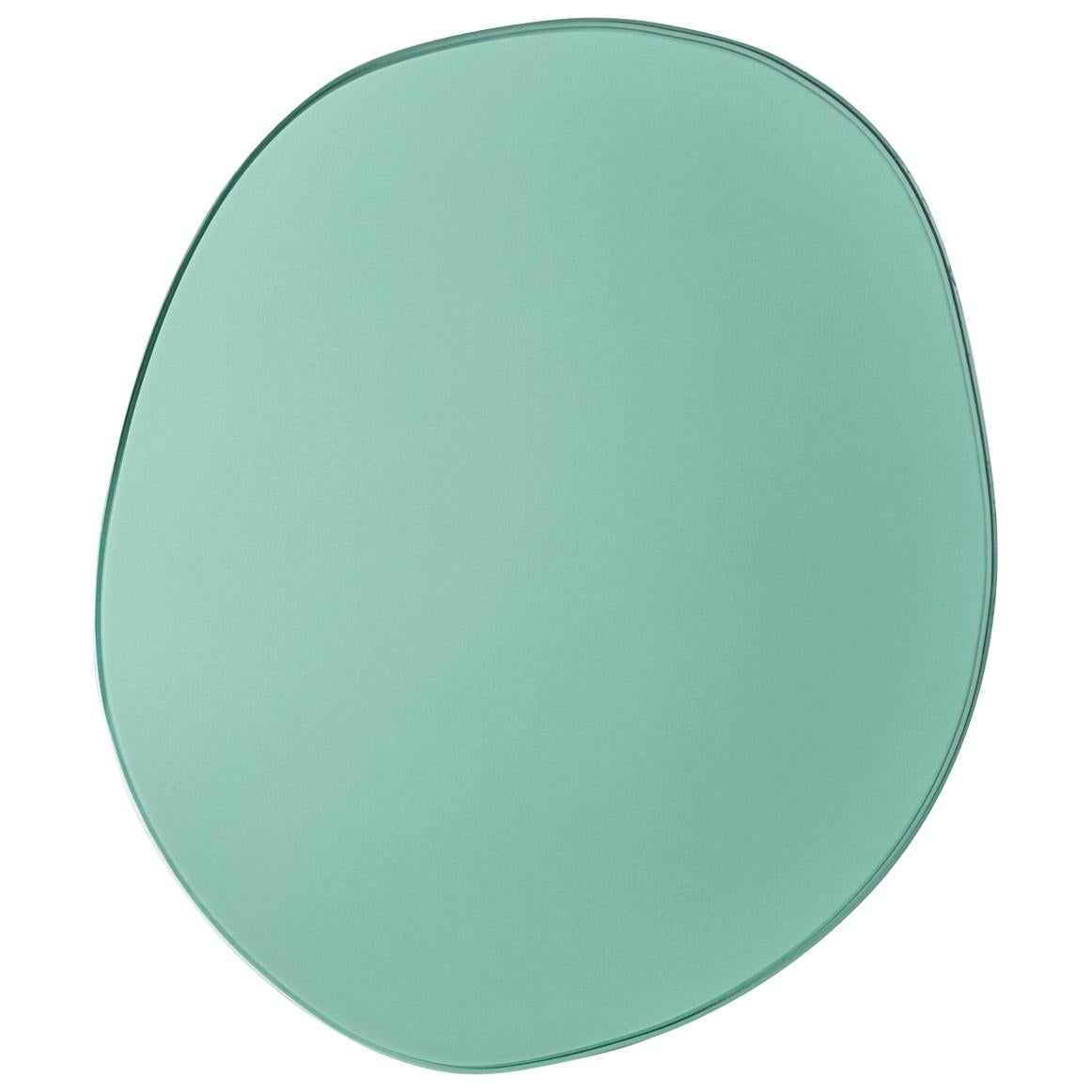 Contemporary Seeing Glass Off Round Wall Mirror, Thin 400, Green