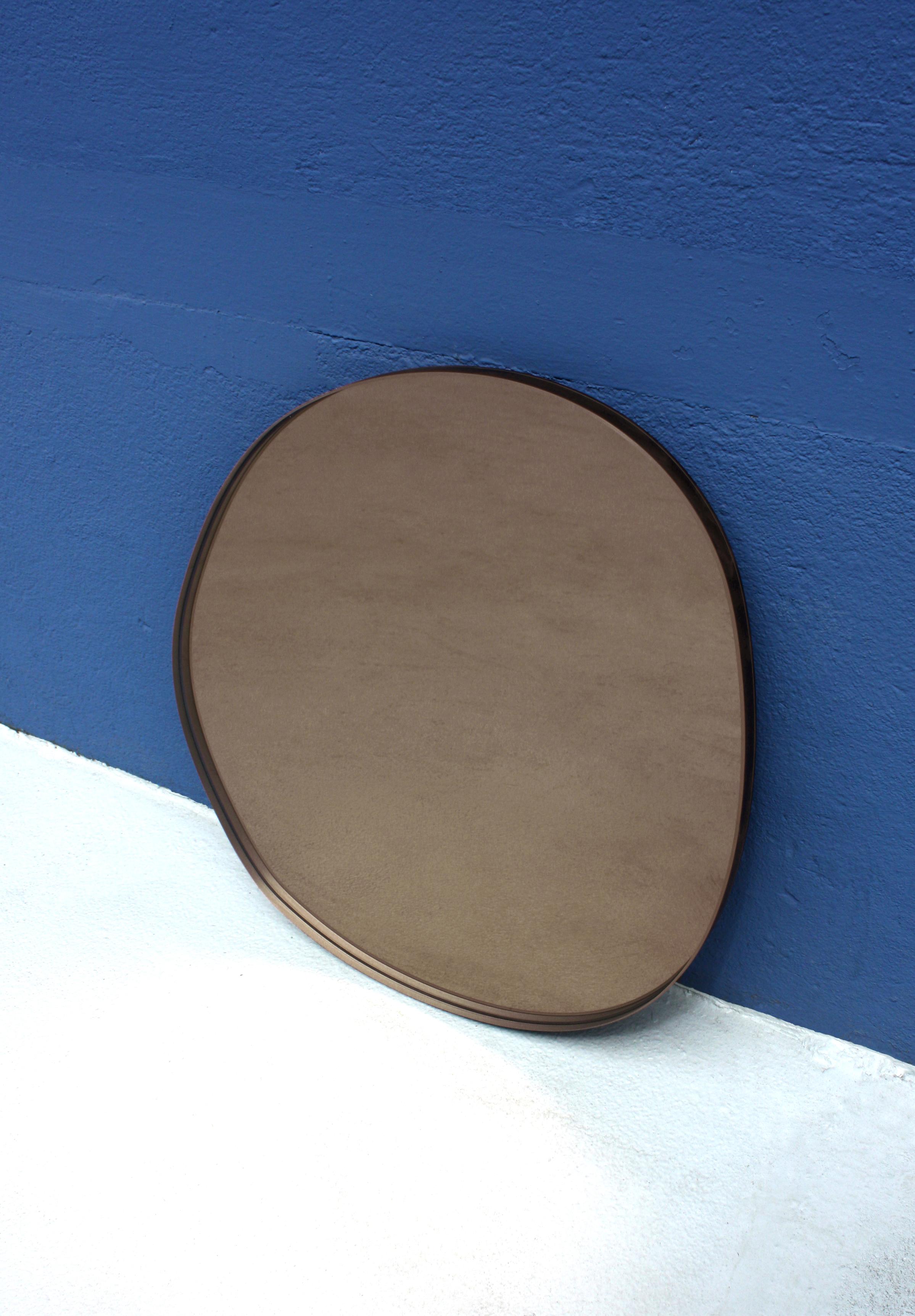Modern Contemporary Seeing Glass Off Round Wall Mirror 1100, Bronze, by Sabine Marcelis For Sale