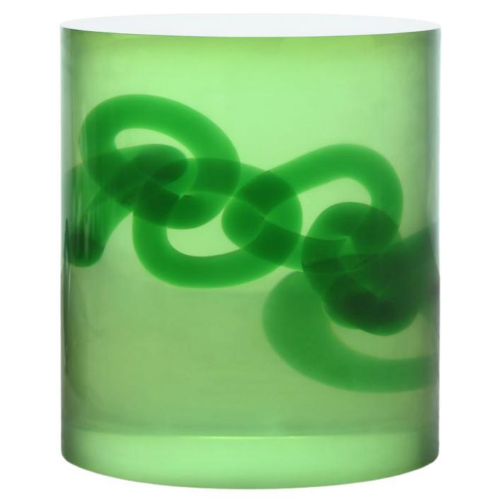 Seeing Through Your Illusions Chain, Green Translucent Resin Stool by Hua Wang For Sale