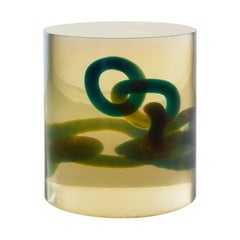 Seeing through Your Illusions Chain, Olive Translucent Resin Stool by Hua Wang