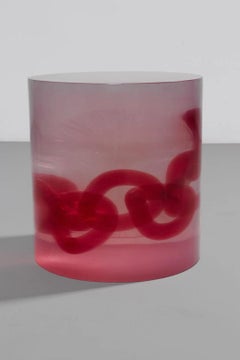 Seeing Through Your Illusions Chain, Pink Translucent Resin Stool by Hua Wang