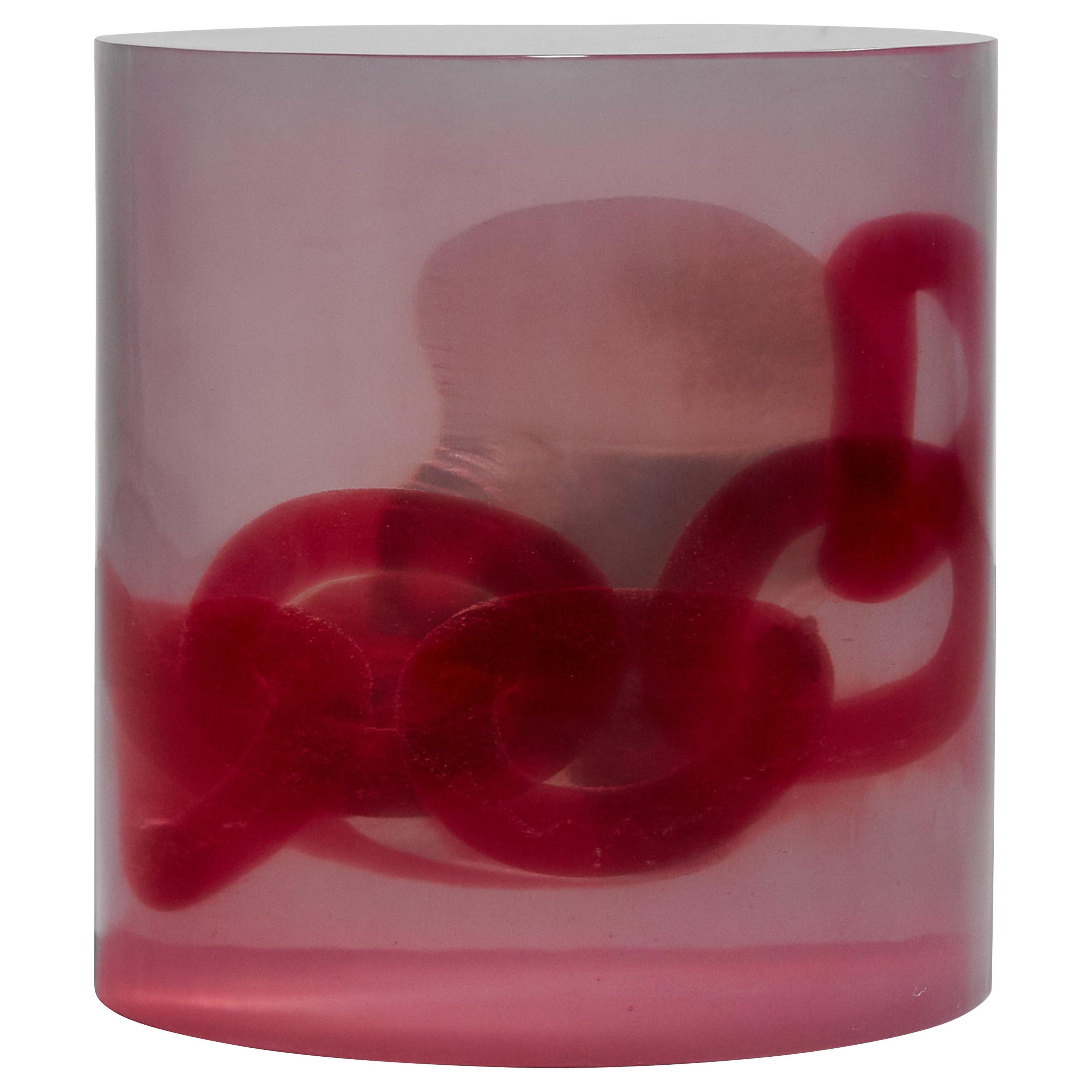 Seeing Through Your Illusions Chain, Pink Translucent Resin Stool by Hua Wang For Sale