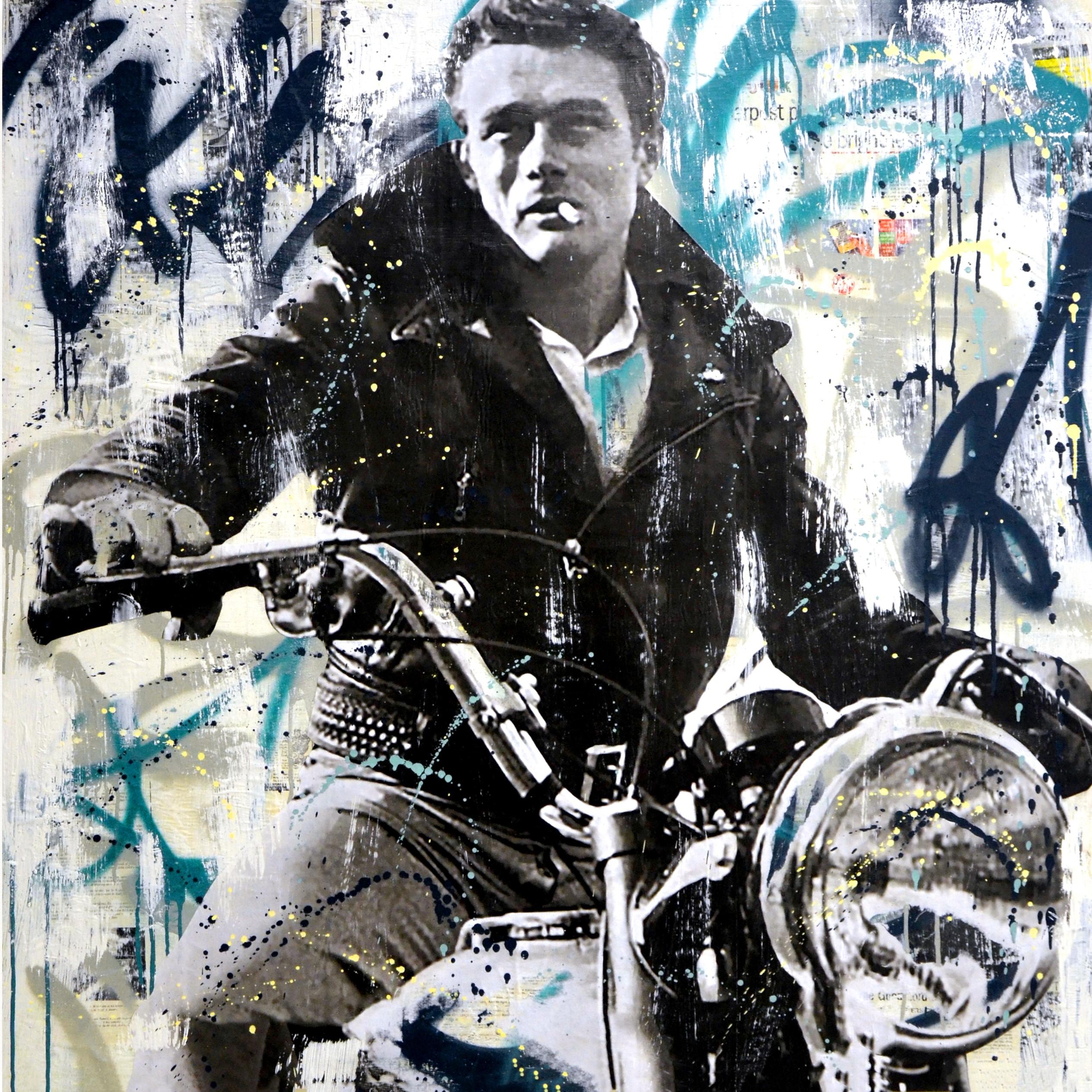 James Dean - Commission - on wood panel - Mixed Media Art by Seek One