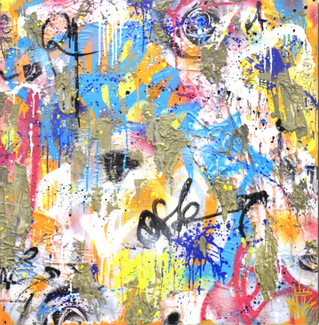 Seek One Abstract Painting - Untitled - Abstract Graffiti - Mixed Media on Paper - Framed