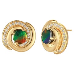 Seely Double Spiral 14K Gold Diamond AA Grade Earrings