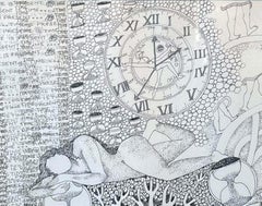 Sin título, figurativo, dibujo sobre papel Artista indio contemporáneo "En Stock"