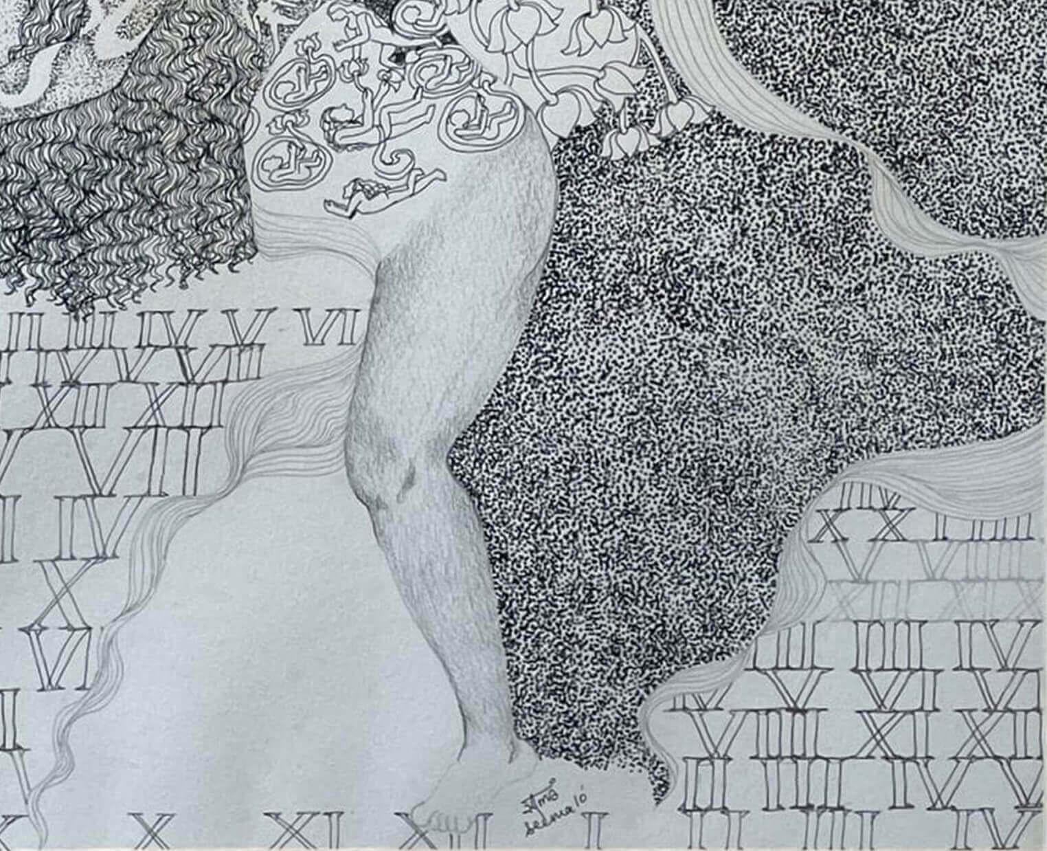 Ohne Titel, Figurativ, Zeichnung auf Papier Zeitgenössischer Indischer Künstler 