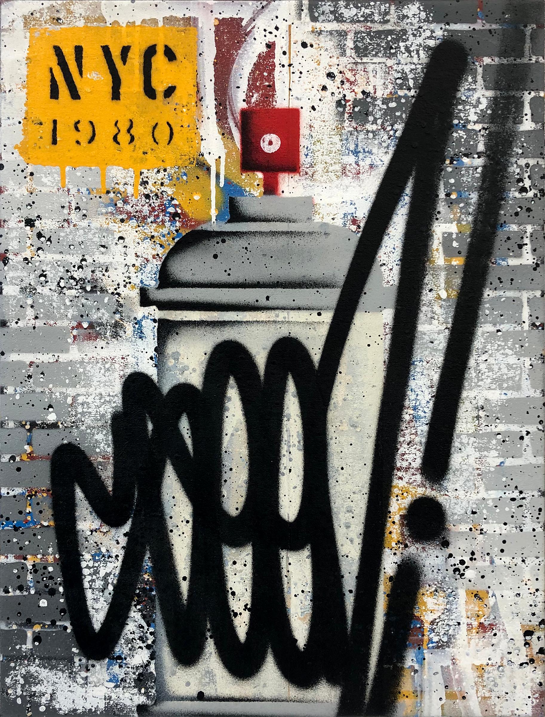 NYC 1980 (Gris), pintura original sobre lienzo