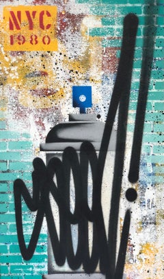 NYC Street Splash - Turchese, vernice spray su tela, incorniciato, 2010+
