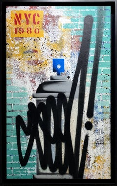 NYC Street Splash - Turchese, vernice spray su tela, incorniciato, 2010+
