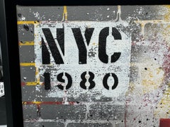NYC Street, vernice spray su tela, arte di strada, incorniciato, 2010-